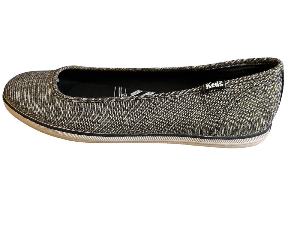 Keds Black & Metallic Gold Slip On Sneakers 8.5
